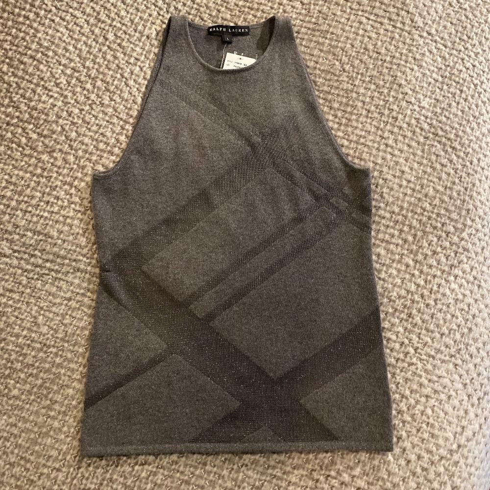 NWT Ralph Lauren Black Label Silver Cashmere Shell